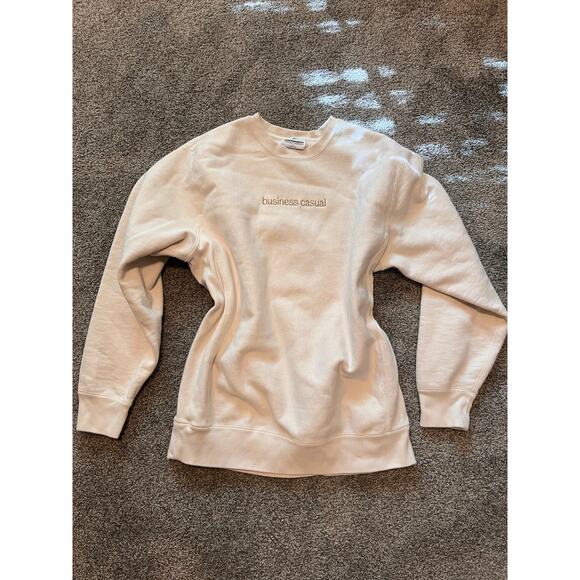 Barstool Sports “Business Casual” Crewneck Sweatshirt – Cream – Size L - Picture 1 of 6
